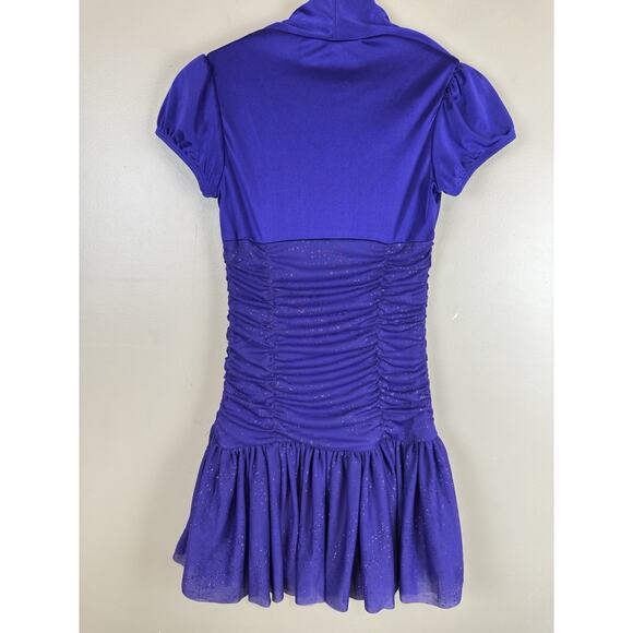 AMY BYER Girls Vintage Purple Swirl Sparkle Y2K Dress Juniors Size 14 Ruched - Picture 5 of 13